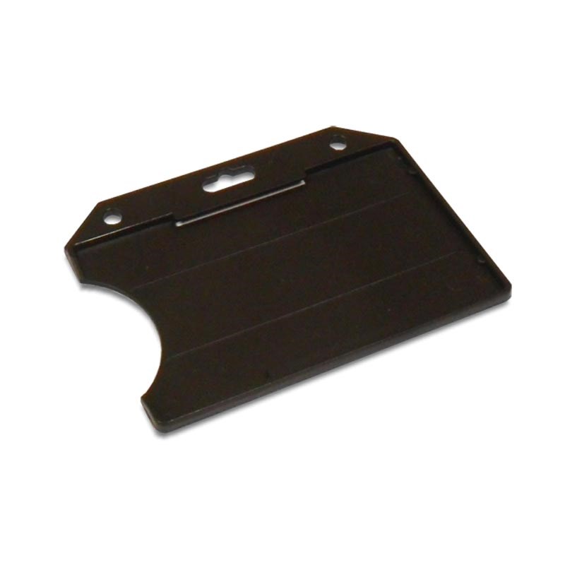 Single rigid badge holders, Open face card holders, Black, 100 Per Pack