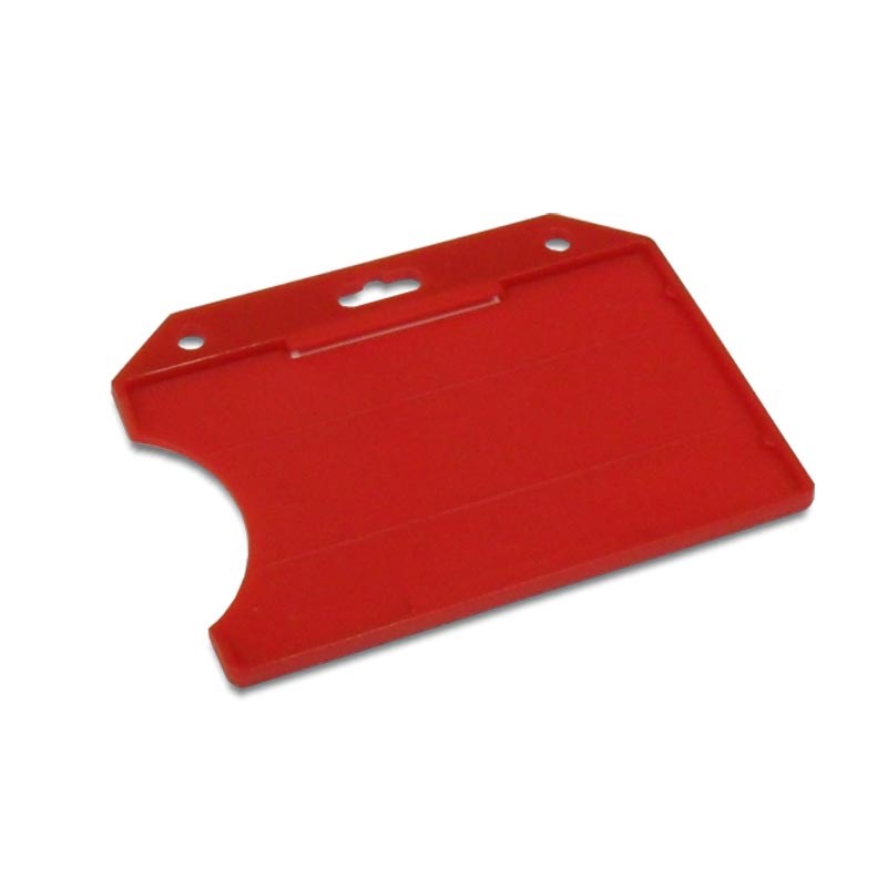 Single rigid badge holders, Open face card holders, Red, 100 Per Pack