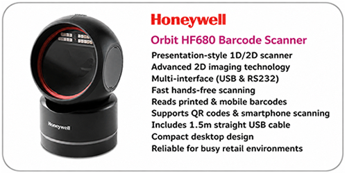 Honeywell HF680 1D/2D Presentation Barcode Scanner