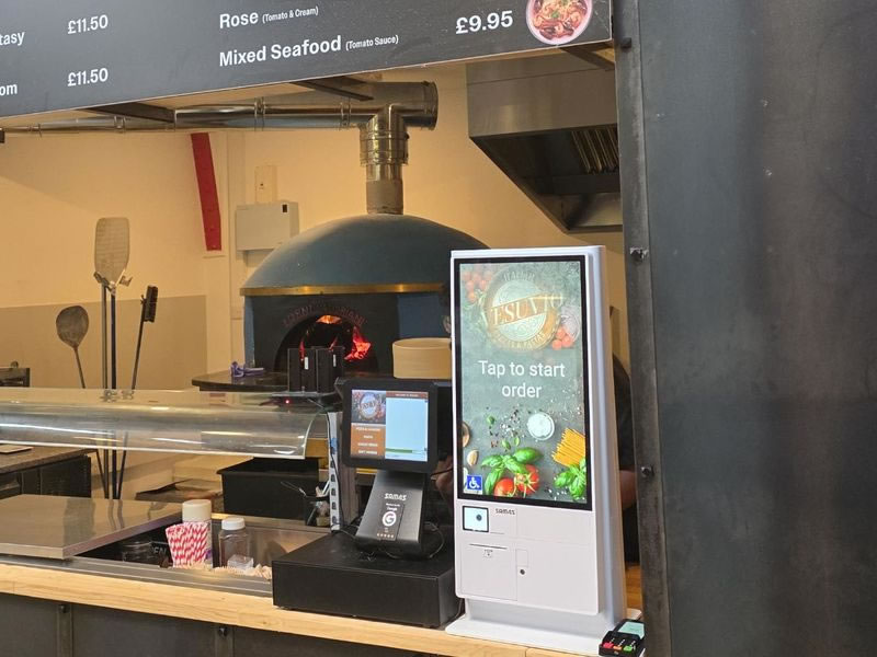 SAM4S self-service ordering kiosk at Vesuvio Italian pizzeria in Inverness
