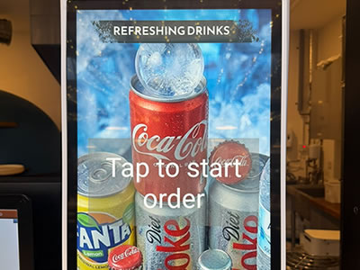 SAM4S self-service ordering kiosk for pizzeria
