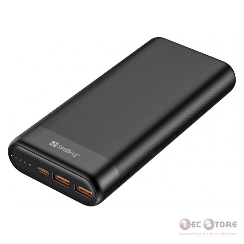 Sandberg Powerbank 20000 PD65W+2xQC3.0 Powerbank 20000 PD65W+2xQC3.0, Black, Universal, Rectangle, Lithium-Ion (Li-Ion), 20000 mAh, USB