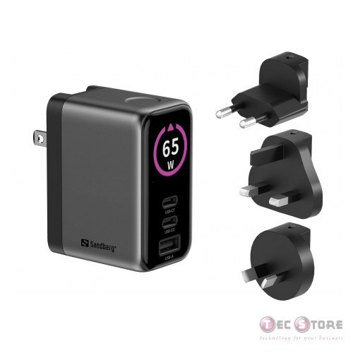 Sandberg Travel Charger PD65W Display